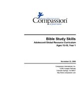 Youth Curriculum : Bible Study Skills 15-18 Yr1
