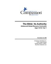 Youth Curriculum : The Bible Its Authority 15-18 Yr1