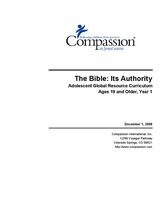 Youth Curriculum : The Bible Its Authority 19+ Yr1