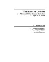 Youth Curriculum : The Bible Its Content 15-18 Yr2